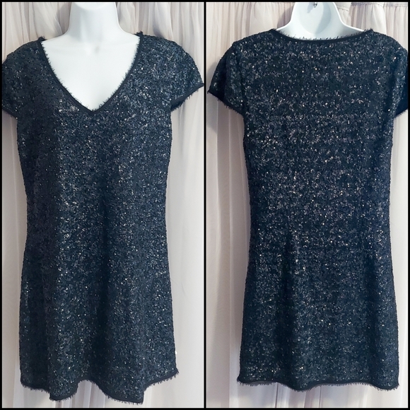 NWOT Zadig and Voltaire Rita Pailletyes Deluxe V-Neck Sequin Mini Dress … - Picture 1 of 10